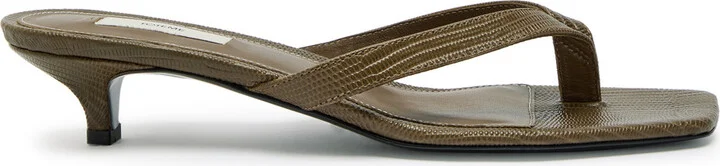 Toteme 40 Lizard-effect Leather Thong Sandals