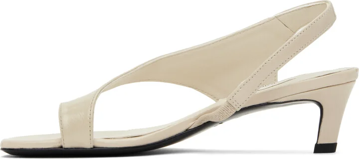 TOTEME Beige Naplack Leather Thong Heeled Sandals - Image 3