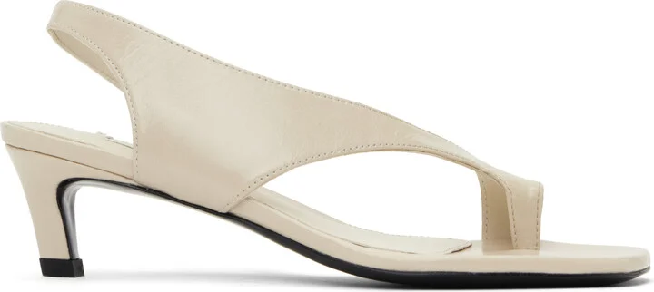 TOTEME Beige Naplack Leather Thong Heeled Sandals