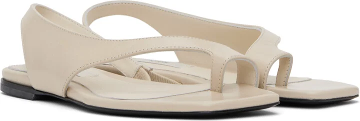 TOTEME Beige Naplack Leather Thong Sandals - Image 4
