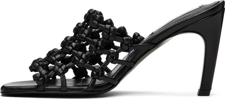 TOTEME Black Braided-Leather Bandeau Mules - Image 3