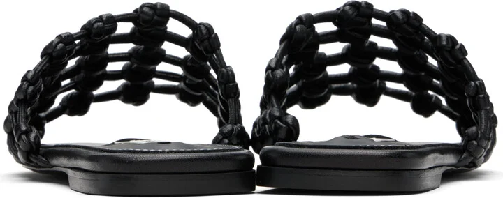 TOTEME Black Braided-Leather Bandeau Slides - Image 2