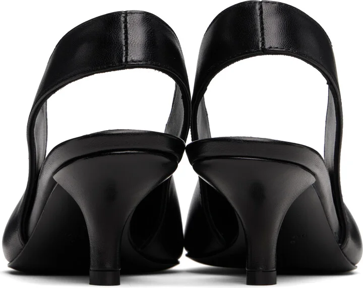 TOTEME Black Classic Leather Slingback Heels - Image 2