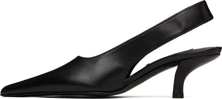 TOTEME Black Classic Leather Slingback Heels - Image 3