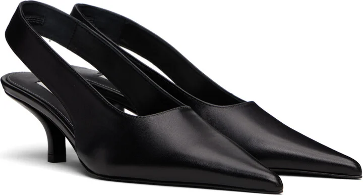 TOTEME Black Classic Leather Slingback Heels - Image 4