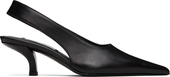 TOTEME Black Classic Leather Slingback Heels