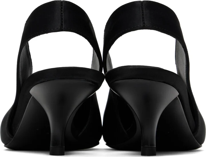 TOTEME Black Classic Satin Slingback Heels - Image 2