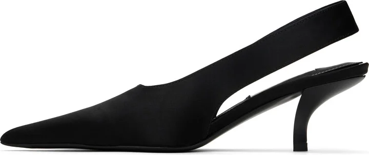TOTEME Black Classic Satin Slingback Heels - Image 3