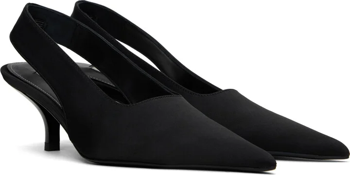 TOTEME Black Classic Satin Slingback Heels - Image 4