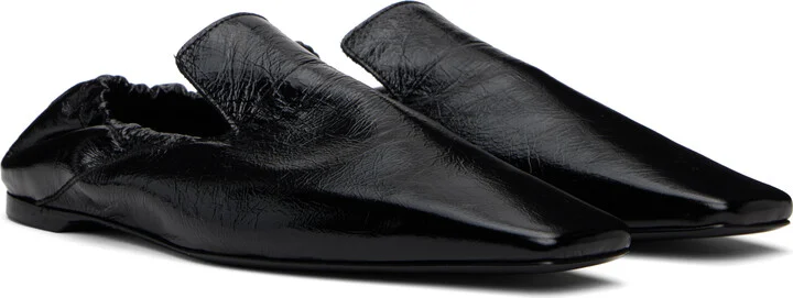 TOTEME Black Elastic-Back Leather Loafers - Image 4