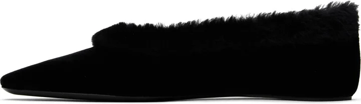TOTEME Black Fleece Edge Velvet Ballerina Flats - Image 3