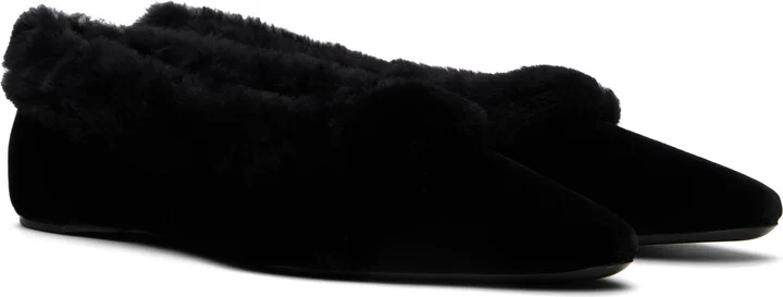 TOTEME Black Fleece Edge Velvet Ballerina Flats - Image 4