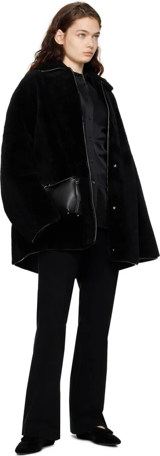TOTEME Black Fleece Edge Velvet Ballerina Flats - Image 5