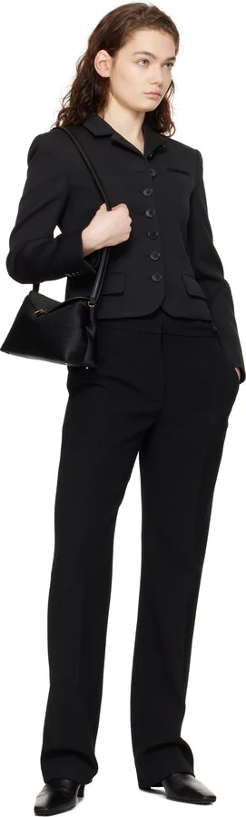 TOTEME Black Leather Mid-Heel Boots - Image 5