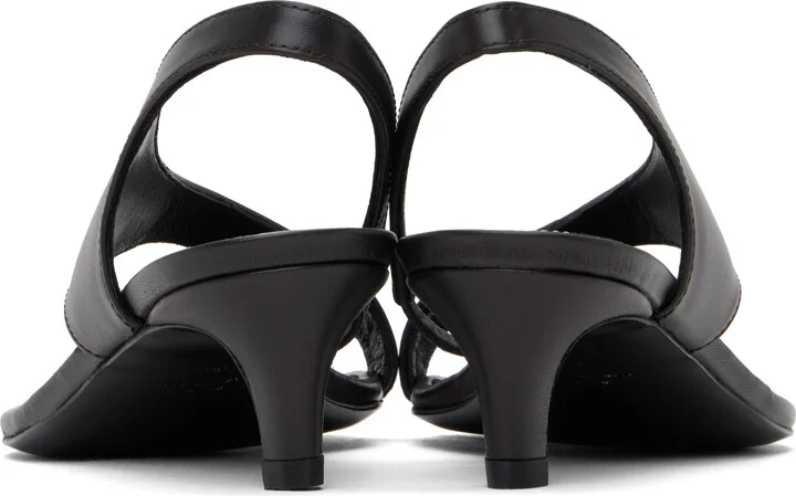 TOTEME Black Leather Thong Heeled Sandals - Image 2