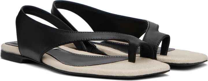 TOTEME Black Leather Thong Sandals - Image 4