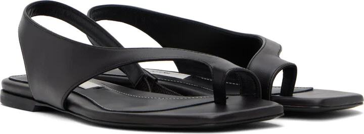 TOTEME Black Leather Thong Sandals - Image 4