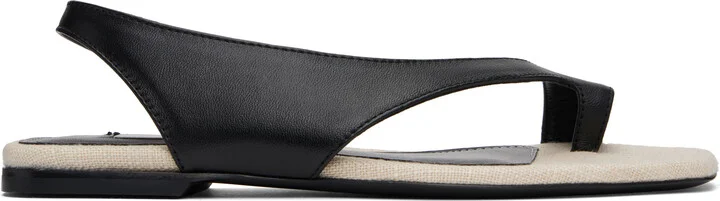 TOTEME Black Leather Thong Sandals
