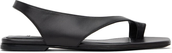 TOTEME Black Leather Thong Sandals
