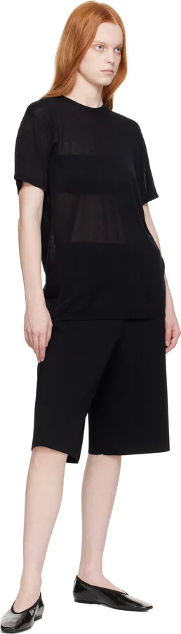 TOTEME Black Minimalist Croco-Embossed Ballerina Flats - Image 5