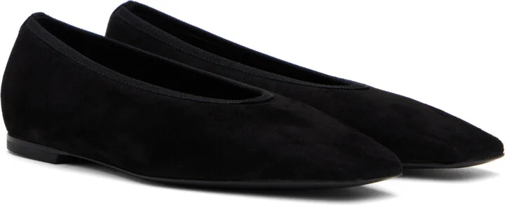 TOTEME Black Minimalist Suede Ballerina Flats - Image 4