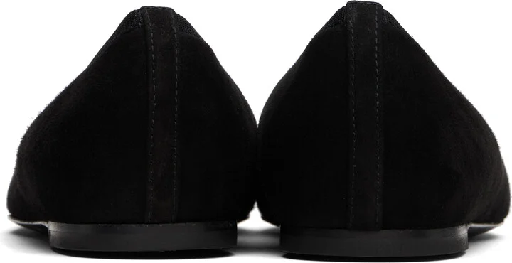 TOTEME Black Minimalist Suede Ballerina Flats - Image 2