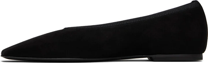 TOTEME Black Minimalist Suede Ballerina Flats - Image 3