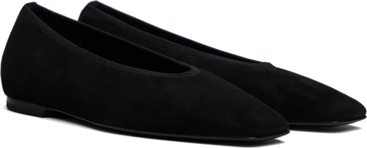 TOTEME Black Minimalist Suede Ballerina Flats - Image 4