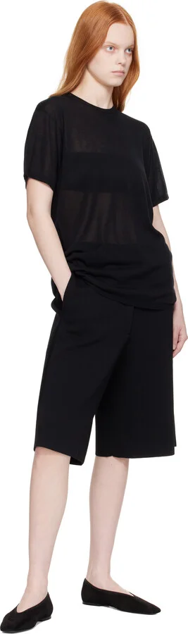 TOTEME Black Minimalist Suede Ballerina Flats - Image 5