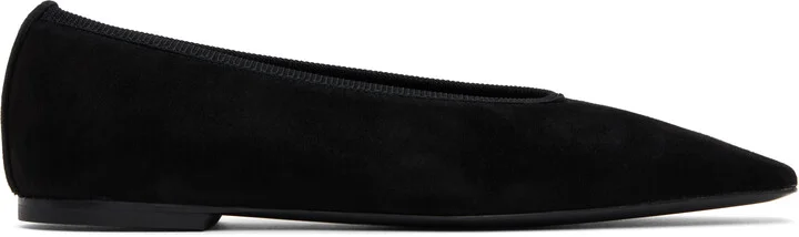 TOTEME Black Minimalist Suede Ballerina Flats