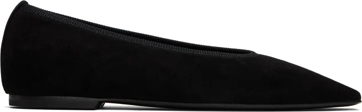 TOTEME Black Minimalist Suede Ballerina Flats