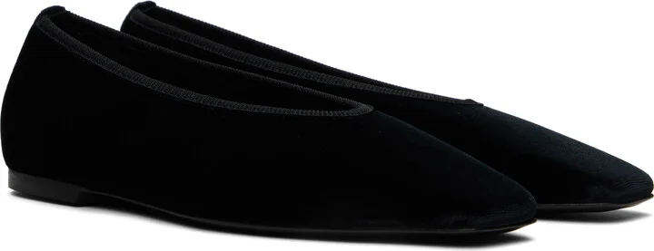 TOTEME Black Minimalist Velvet Ballerina Flats - Image 4