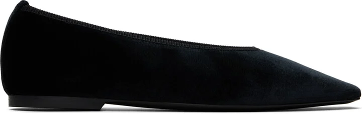 TOTEME Black Minimalist Velvet Ballerina Flats
