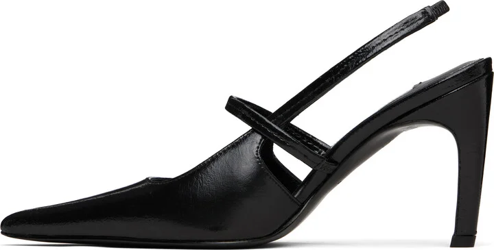 TOTEME Black Naplak Stiletto Slingback Heels - Image 3