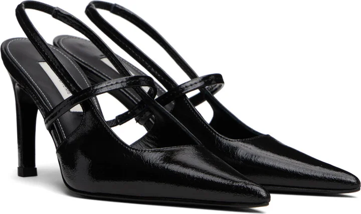 TOTEME Black Naplak Stiletto Slingback Heels - Image 4