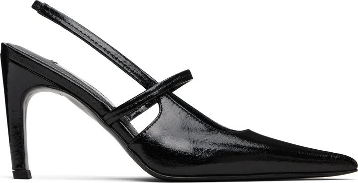 TOTEME Black Naplak Stiletto Slingback Heels