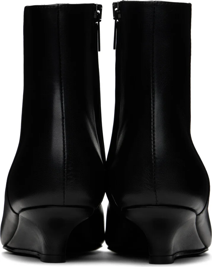 TOTEME Black Sharp Leather Ankle Boots - Image 2