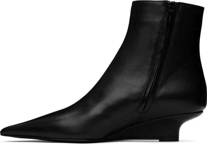 TOTEME Black Sharp Leather Ankle Boots - Image 3