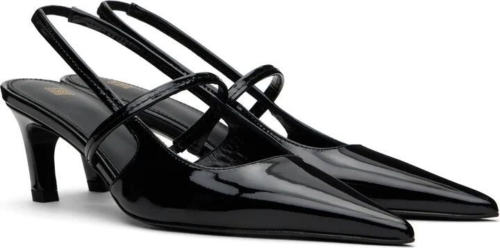TOTEME Black Sharp Patent Slingback Heels - Image 4