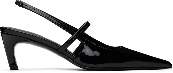 TOTEME Black Sharp Patent Slingback Heels