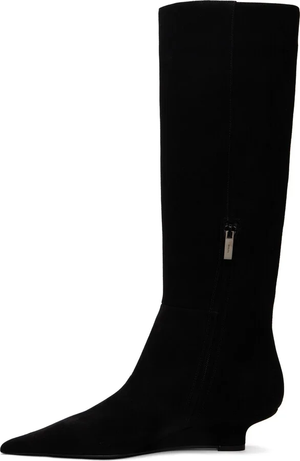 TOTEME Black Sharp Suede Knee-High Boots - Image 3