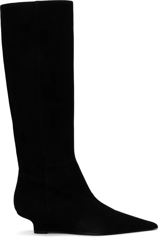 TOTEME Black Sharp Suede Knee-High Boots