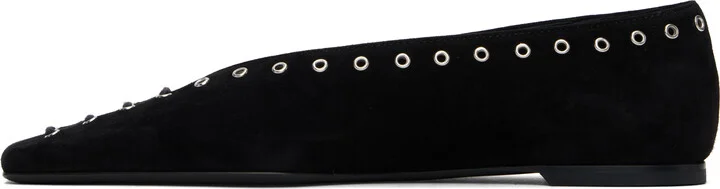 TOTEME Black Suede Lace-Up Ballerina Flats - Image 3