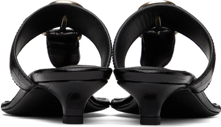 TOTEME Black 'The Belted Croco' Heeled Sandals - Image 2