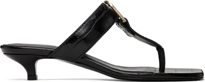 TOTEME Black 'The Belted Croco' Heeled Sandals