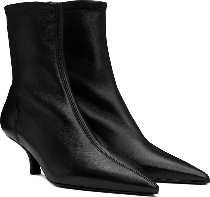 TOTEME Black 'The Heeled Sock' Boots - Image 4