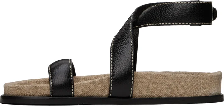 TOTEME Black 'The Leather Chunky' Sandals - Image 3