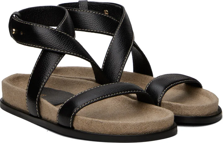 TOTEME Black 'The Leather Chunky' Sandals - Image 4