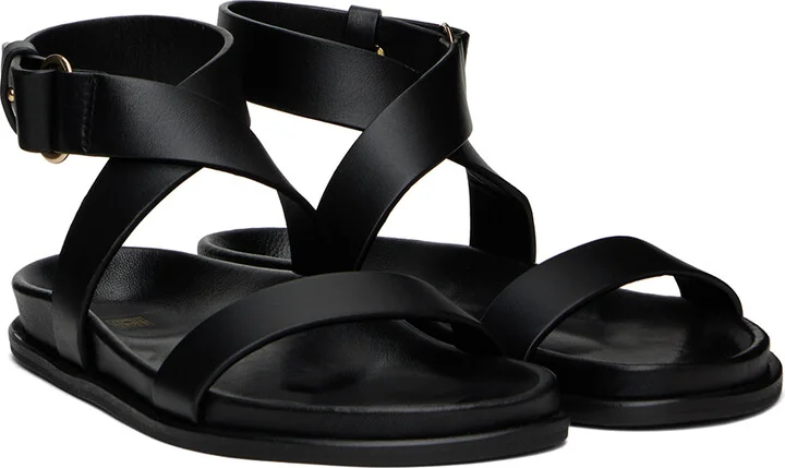 TOTEME Black 'The Leather Chunky' Sandals - Image 4