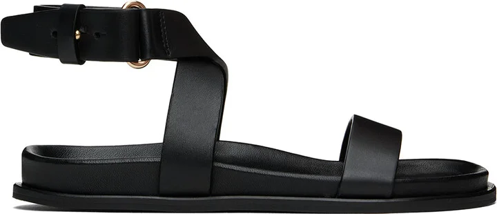 TOTEME Black 'The Leather Chunky' Sandals